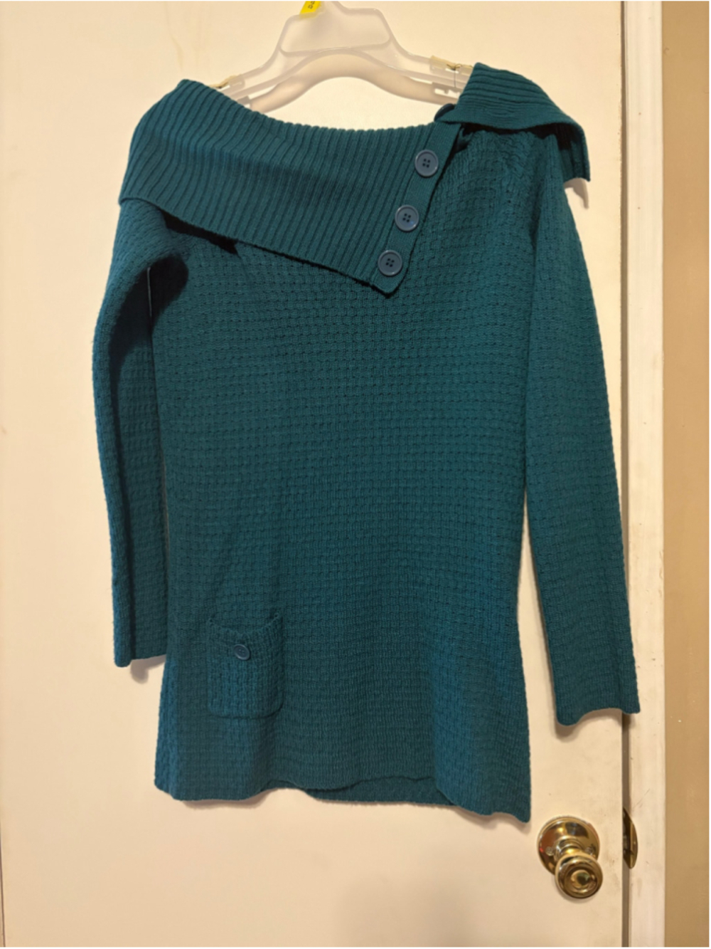 Women's I J Original Teal Off-the-Shoulder Sweater XL